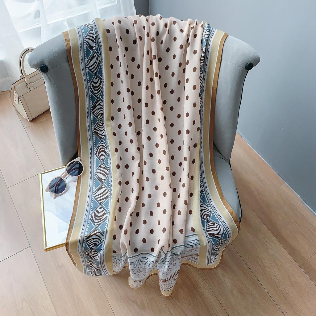 Cotton and Linen Scarf Women's 2025 New Polka Dot Fashion Silk Scarf Women's Shawl Scarf SHEIN