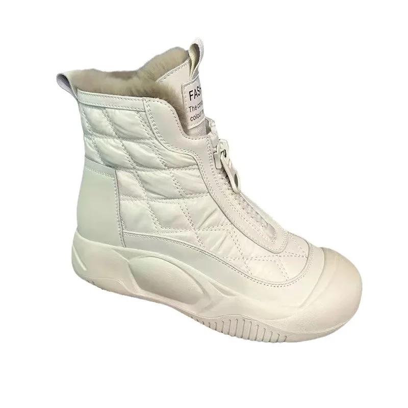 Зимние женские сапоги, плюшевые теплые высокие зимние сапоги 2025 года, новые студенческие корейские увеличивающие рост нескользящие холодные хлопковые туфли