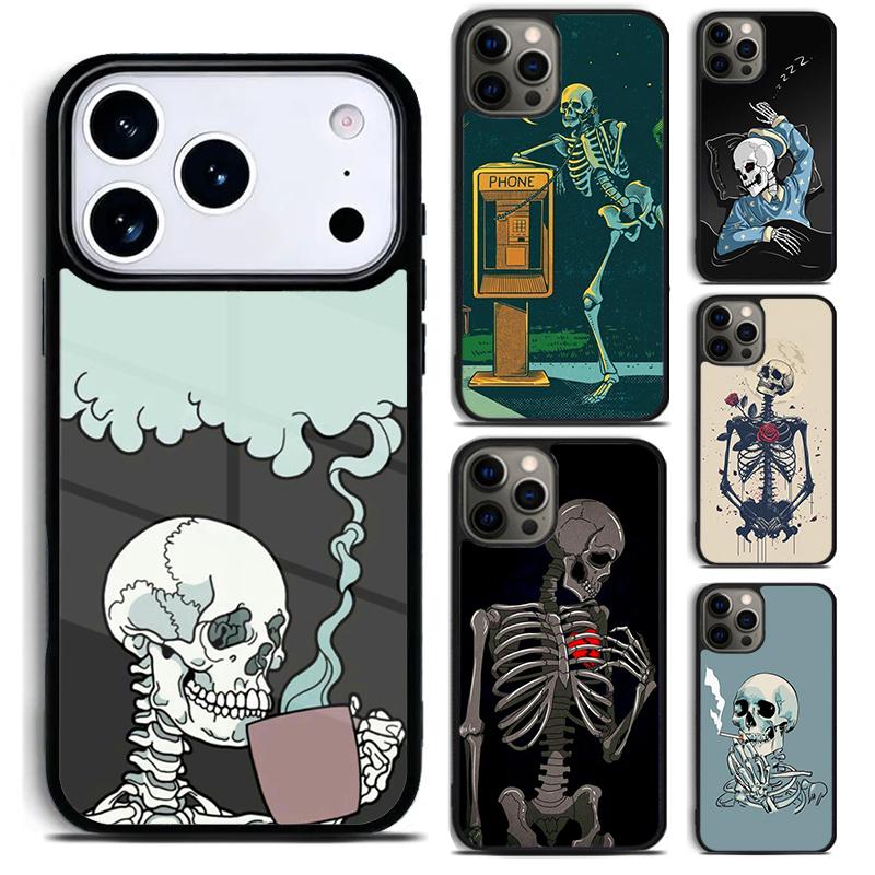 Чехол для телефона с рисунком «Скелет Череп» для iPhone 17,16e,15,14,13,12,11,Mini,Pro,MAX, мягкий силиконовый чехол