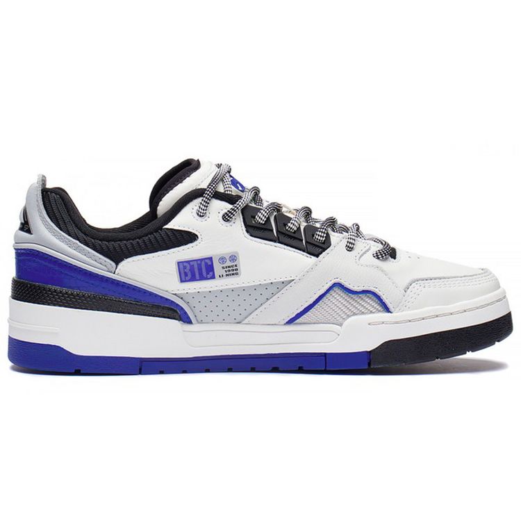 Кроссовки Li Ning 001 BTC SP из искусственной кожи, нескользящие, амортизирующие, износостойкие, с низким верхом, для скейтбординга, мужские, белые, синие, AZGS091-1