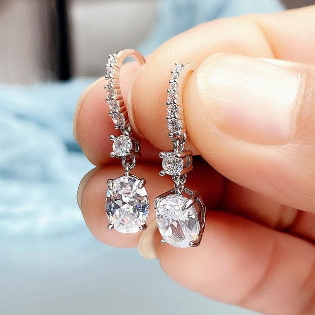 Новые изящные висячие серьги для женщин, белые/желтые/розовые овальные серьги с цирконием, повседневная одежда, нежные аксессуары, модные украшения для вечеринок