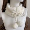 Winter Warm Neck Warmer with Plush Balls Neckerchief Wrap Cute Neck Scarf Girls