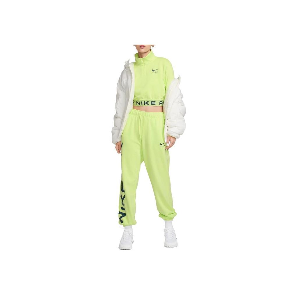 Nike Letter Print Stand Collar Pullover Short Sleeve Sweatshirt Women sweatshirt Green FB8068-736