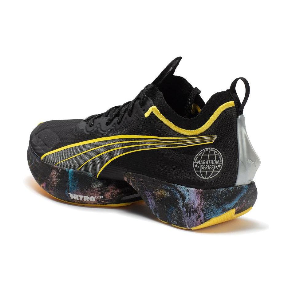 Puma Мужские кроссовки Fast-R Nitro Elite Marathon Series Black Yellow-Blaze Strawberry-Burst 378465-01