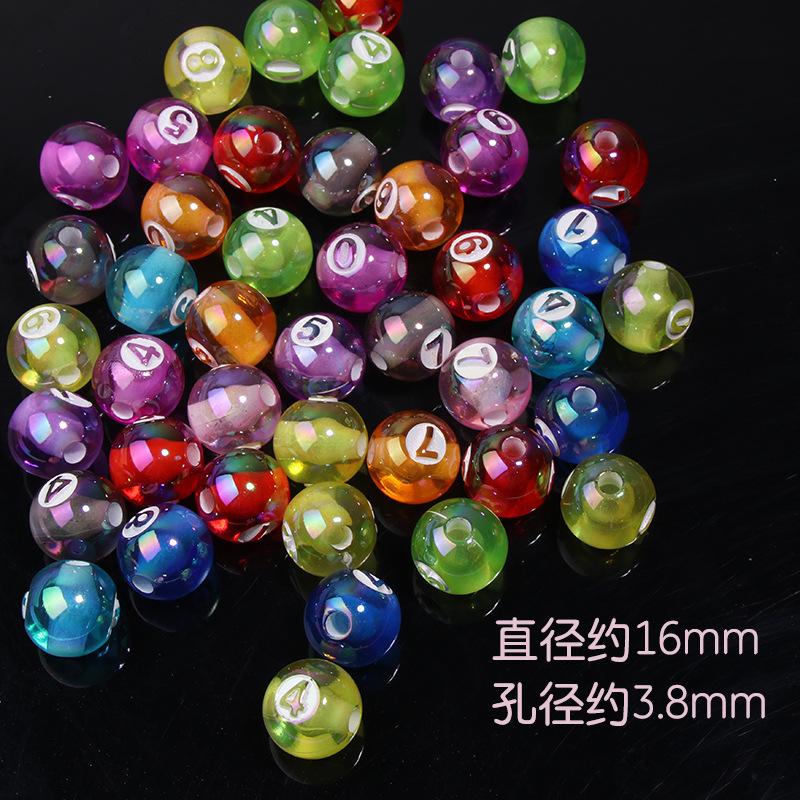 5 шт. 16 мм Милые Прозрачные Акриловые Круглые Цифровые Бильярдные Бусины DIY Браслет Ожерелье Брелок Аксессуары для Изготовления Украшений