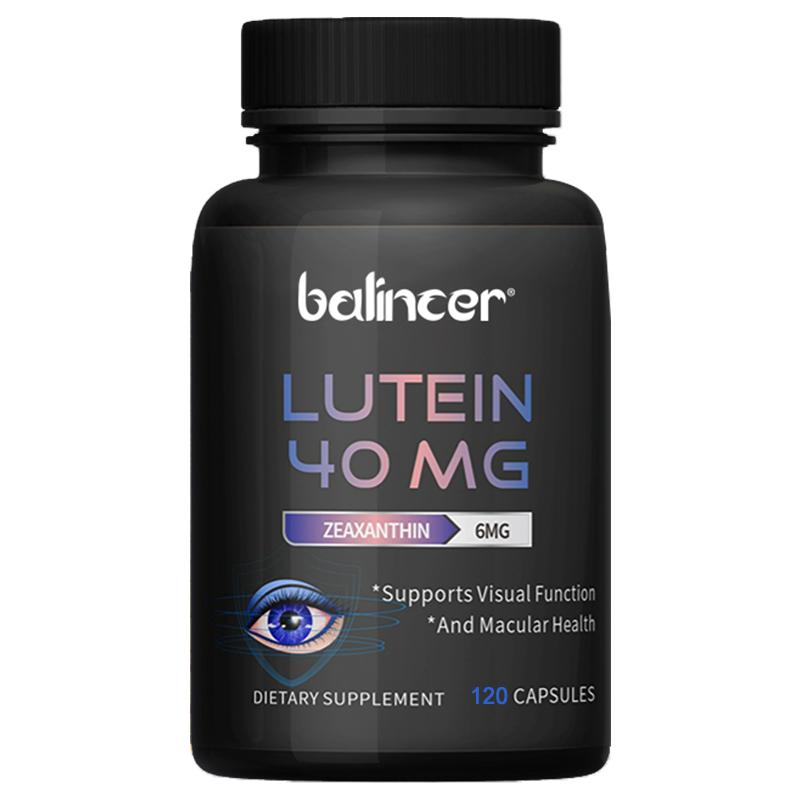 Lutein capsules contain 40mg lutein and 6mg zeaxanthin helping to relieve eye fatigue protect vision and eye health120 capsules