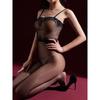 Lace Strapless Shiny Silk Stockings One-piece Transparent Sexy Black Silk Open Cut Jumpsuit For Women Rompers Body Suits 3MR0