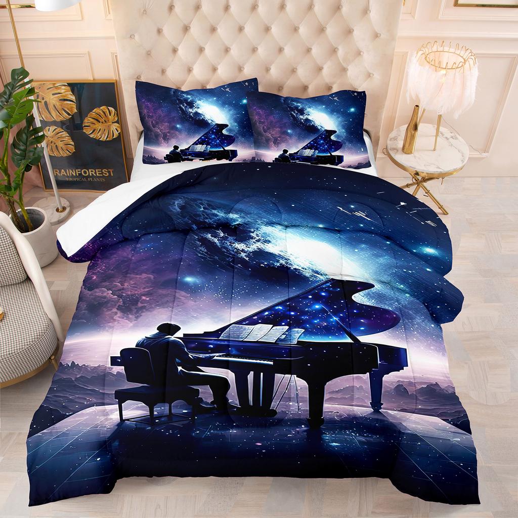 Comforter Starry Night Series Astronauts Theme Home Comforter Quilted Blanket Goose Down Duvet King Queen 3D Blanket Size Twin