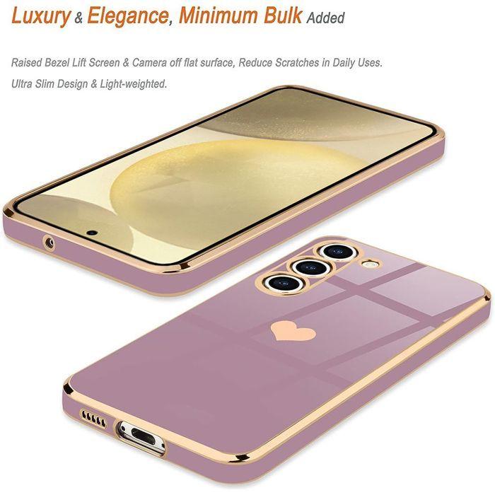 Protective Case - BOOLING - for Samsung Galaxy A26 5G - Soft TPU - Heart Pattern - Golden Purple