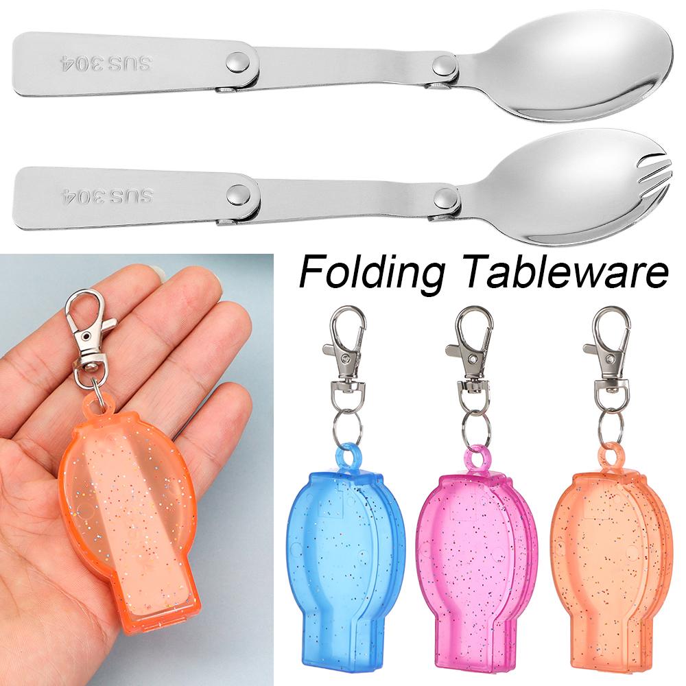 Utensil Stainless Outdoor Pocket Spoon Fork Travel Camping Tool Folding Cookware Foldable Forks