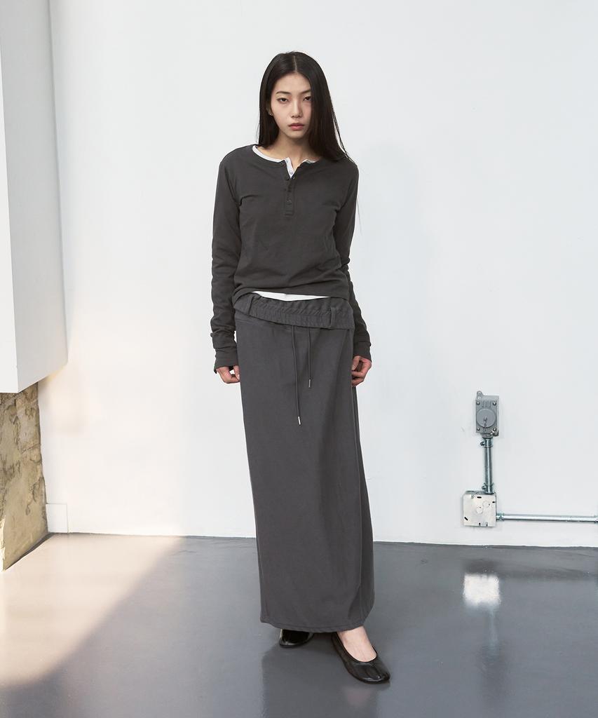 Sys A Folding Terry Long Skirt [Charcoal]