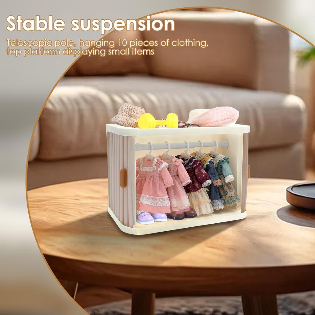 Dollhouse Wardrobe Doll Clothes Cabinet with 10 Hangers Fashion Girl Princess Closet Furniture for Barbiesss Kids Gift Toy