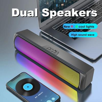 Портативный беспроводной сабвуфер с цветной подсветкой RGB, Bluetooth-совместимый динамик для домашнего настольного ноутбука, поддержка TF-карты USB