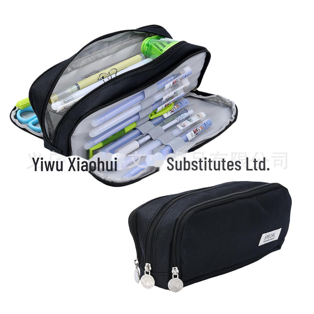 Выдвижной двухслойный пенал Macaron: Большая вместимость, однотонный цвет, для учеников младших и старших классов.