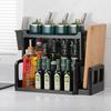 Kitchen Shelf Two-layer Seasoning Rack Knife Holder Cutting Board Rack Countertop Multifunctional Multi-layer Storage No Punching Seasoning Rack