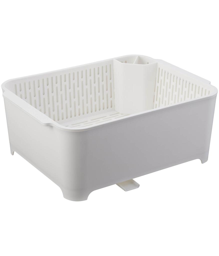 Yamazaki Industrial Co., Ltd. White Dish Drainer Set, Approx. W37 x D28 x H14.5cm, Tower Type, Washtub, Dish Drainer, and Soaking Rack, Product Code: