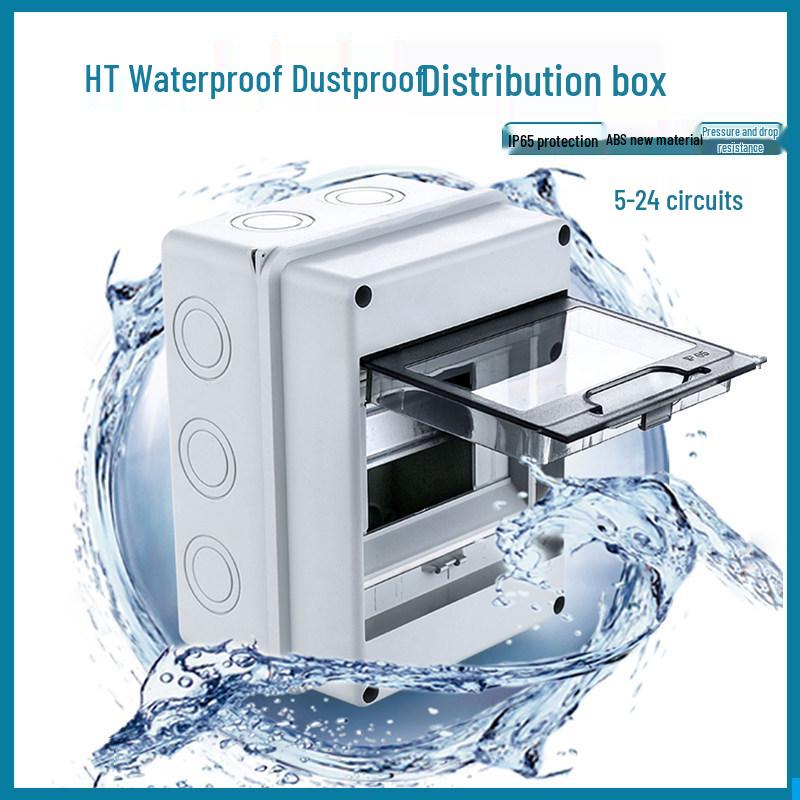 HT Waterproof Outdoor All-Plastic Surface-Mount Air Switch Box, 2-24 Circuits with DIN Rail
