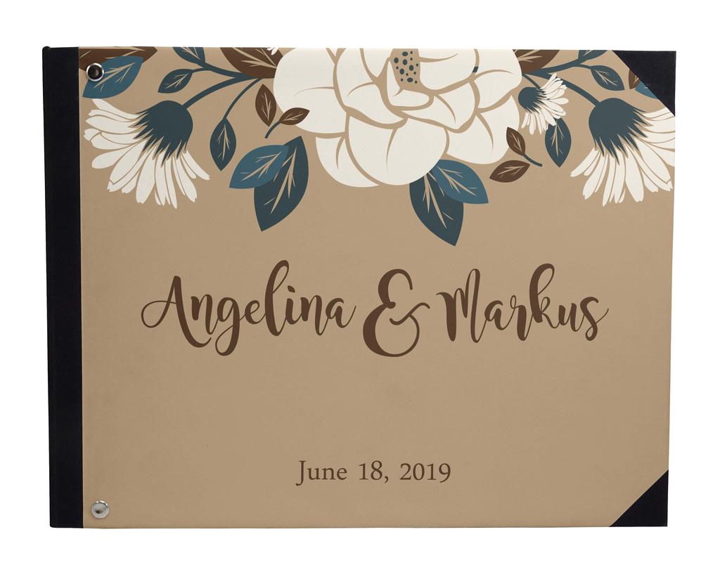 Darling Souvenir Beige Floral Wedding Guest Book Твердый переплет Книга для регистрации гостей Гостевая книга для регистрации гостей - 7 x 9