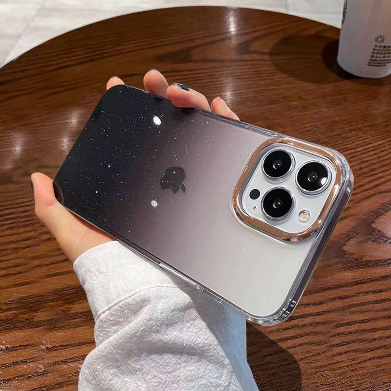 Для Apple 17 Air Градиентный Блеск Солитер для IPhone16 Чехол для Мобильного Телефона 15 Жесткий 14 Promax Всесторонний Прозрачный