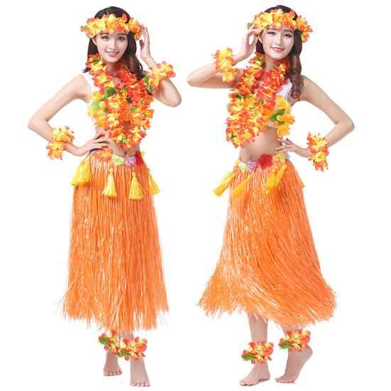 1 Set Hula Skirt High Elastic Eye-catching Plastic Fiber Hawaiian Hula Grass Skirt Set for Summer