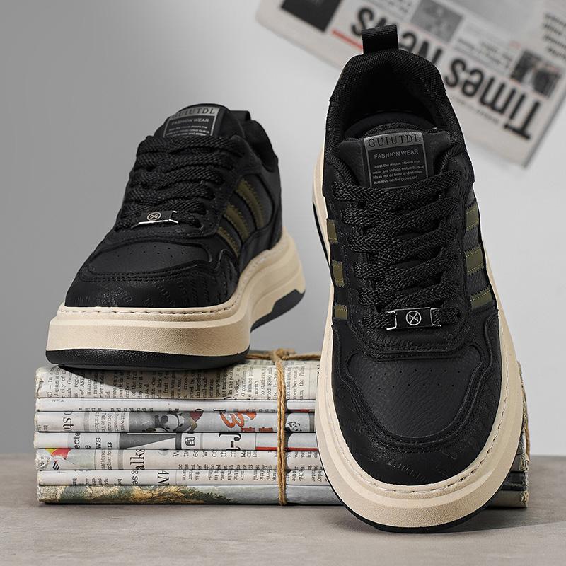 Fashion Men's Casual Skateboard Shoes Premium Microfiber Leather High Quality Flat Sneakers Breathable Wear-resistant StreeShoes