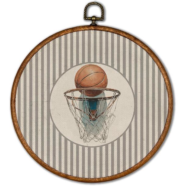 KSDUT Vintage Baseball Wall Art Decor - Retro Sports Trendy Wall Art Canvas Frame Hanging Prints, Nursery Sports Gallery Round Wall Art Decor for