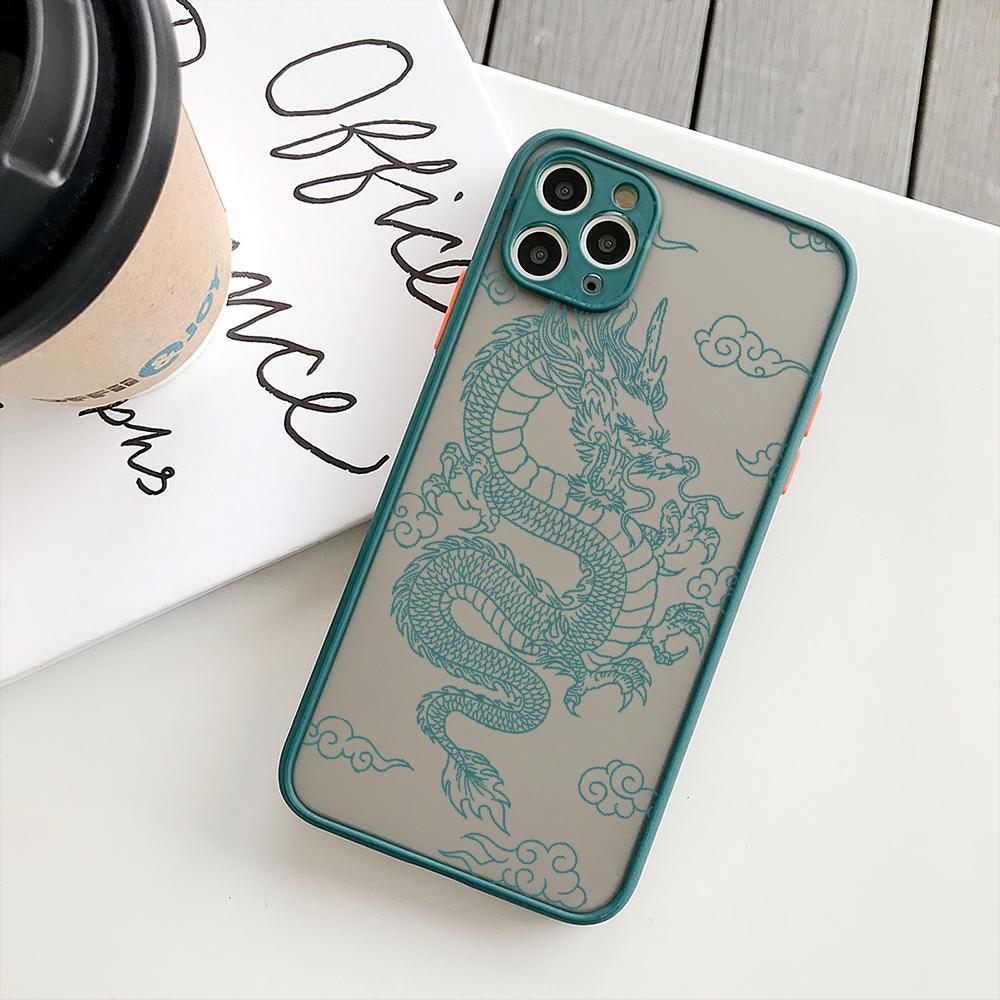 Чехол для телефона RUICHI Dragon God с узором для iPhone13 12 Mini 11 Pro XS Max X XR 7 8 Plus, полупрозрачный матовый чехол