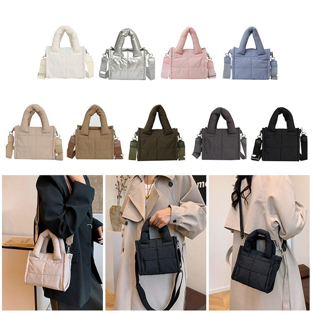 Versatile Lightweight Puffer Tote Bag Large Capacity Casual Quilted Crossbody Bag Down Cotton Bag For Women