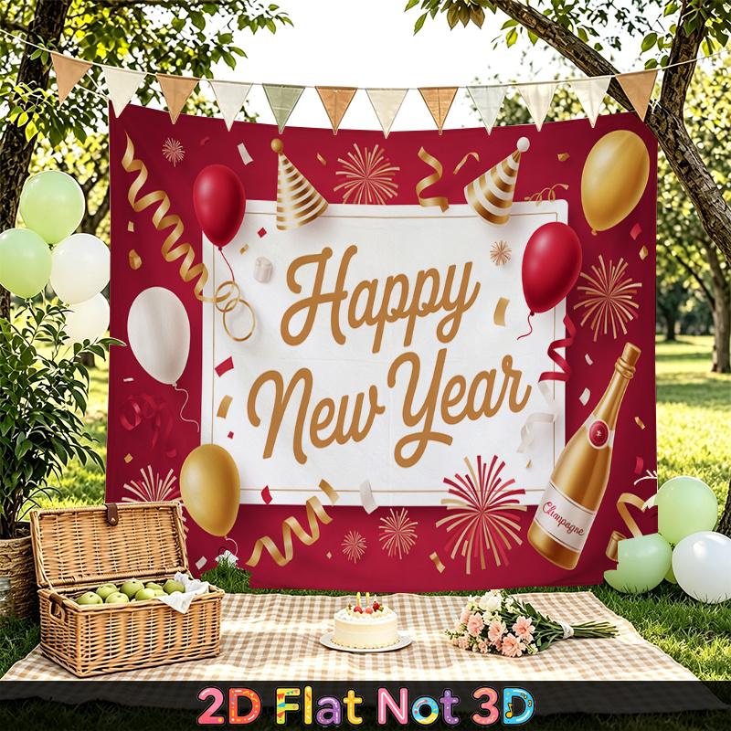 Party Backdrop New Year Flat Golden Foil Balloons Festive Multi Layered Celebrations Event Backdrop Decoration Front Door Decor