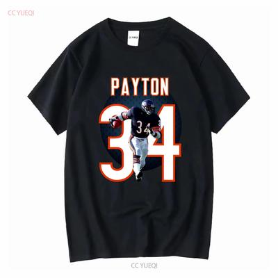 Футболка Walter Payton Черная Хлопок Все Размеры от S до 5XL JJ4576 винтажная Стильная Немного Укороченная Для Повседневной Носки streetwear