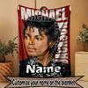 Custom Name Personalized Michael Jackson Print Blanket, Home Decor, Bedroom, Sofa, Camping, Couch, Gifts for Birthday Christmas