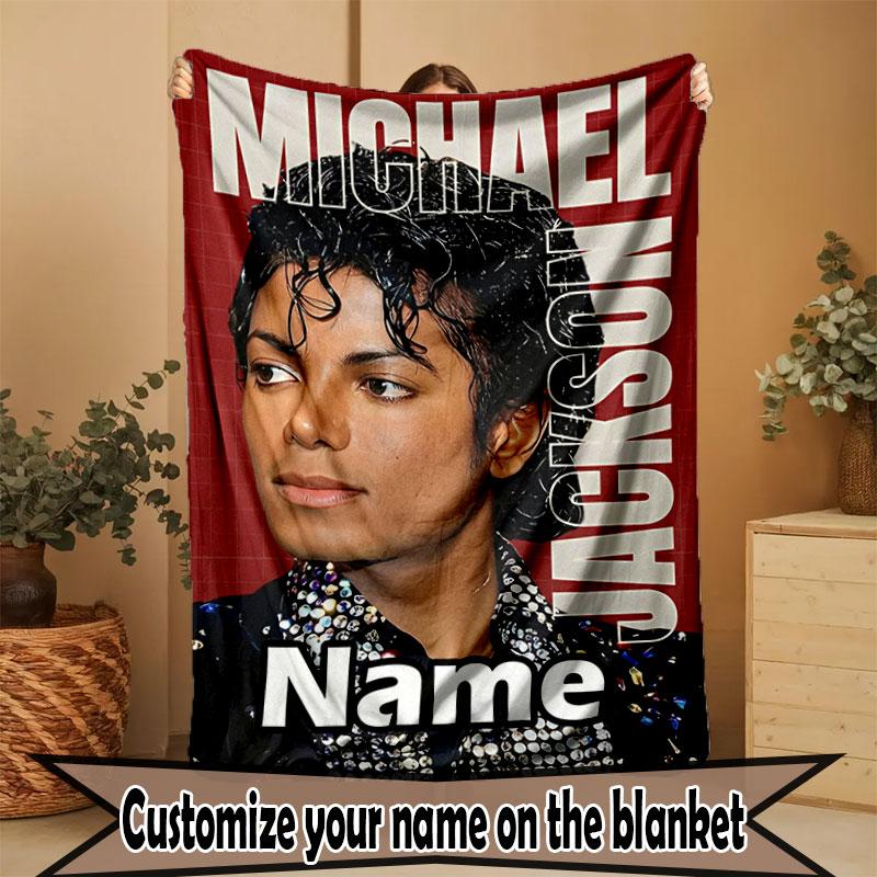 Custom Name Personalized Michael Jackson Print Blanket, Home Decor, Bedroom, Sofa, Camping, Couch, Gifts for Birthday Christmas