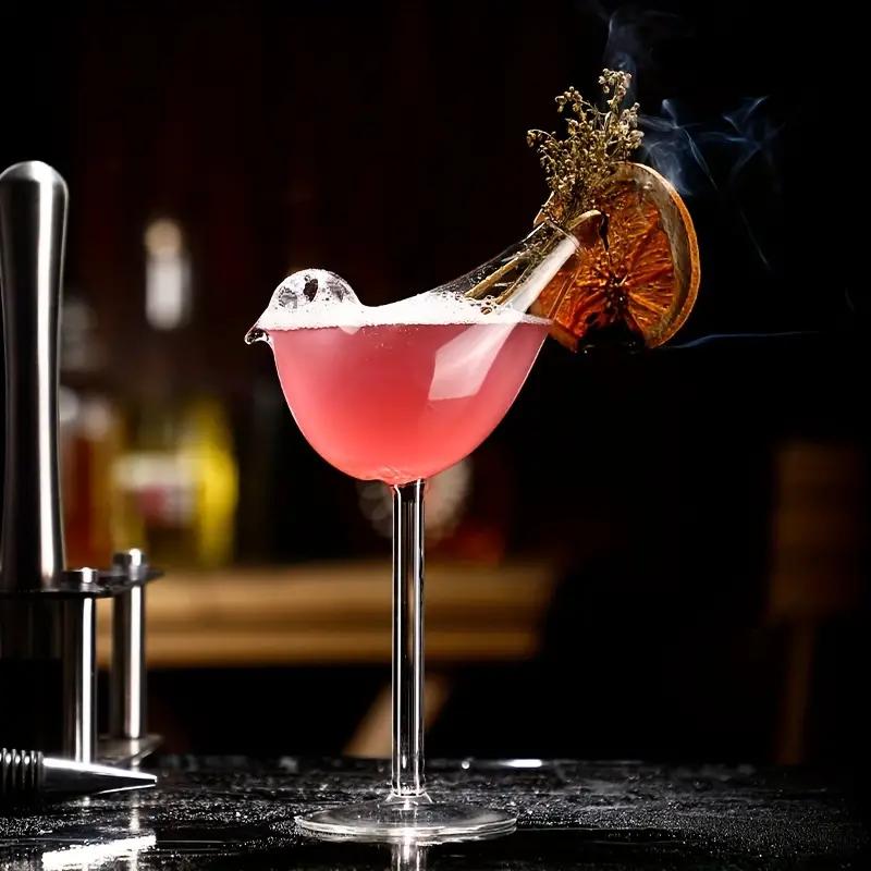 2pcs, 6.8oz Birdie Wine Glasses - Clear Glass Goblets for Bar, Pub, Club, Restaurant, Home Use - Creative Champagne Flutes for Summer Drinkware