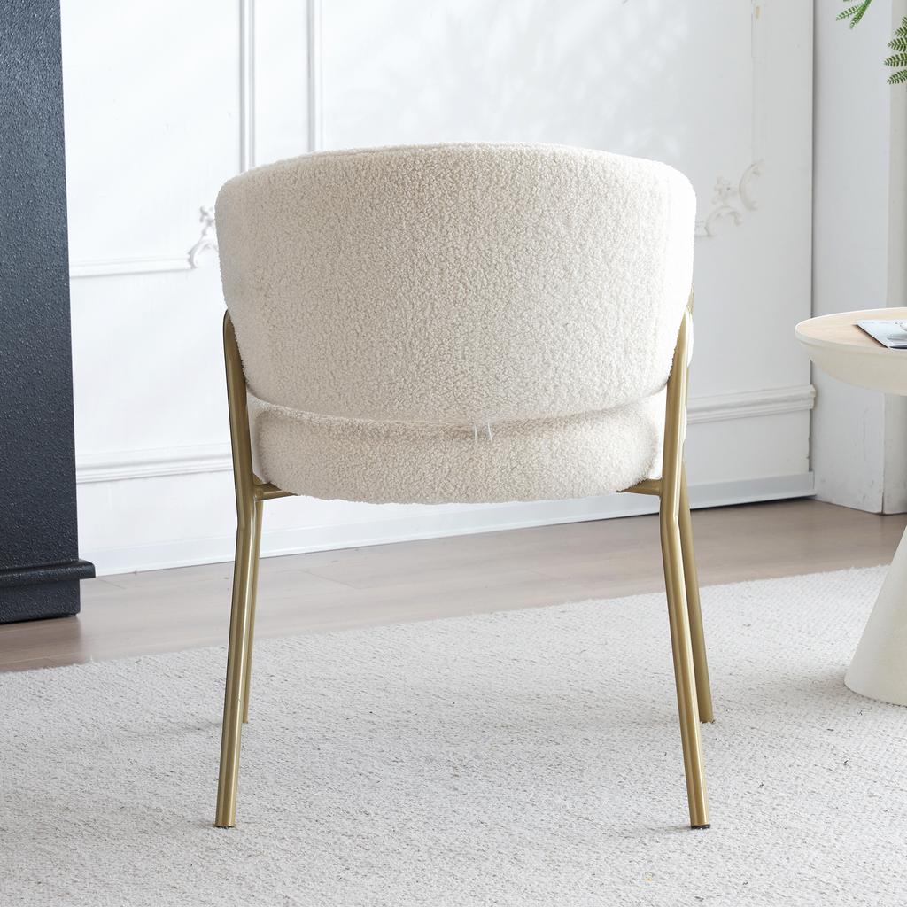 White Dining Chair Modern Lamb Velvet Spray Gold Dining Chair in Gold-Finish (2 pcs), Dining Chair with Golden Legs