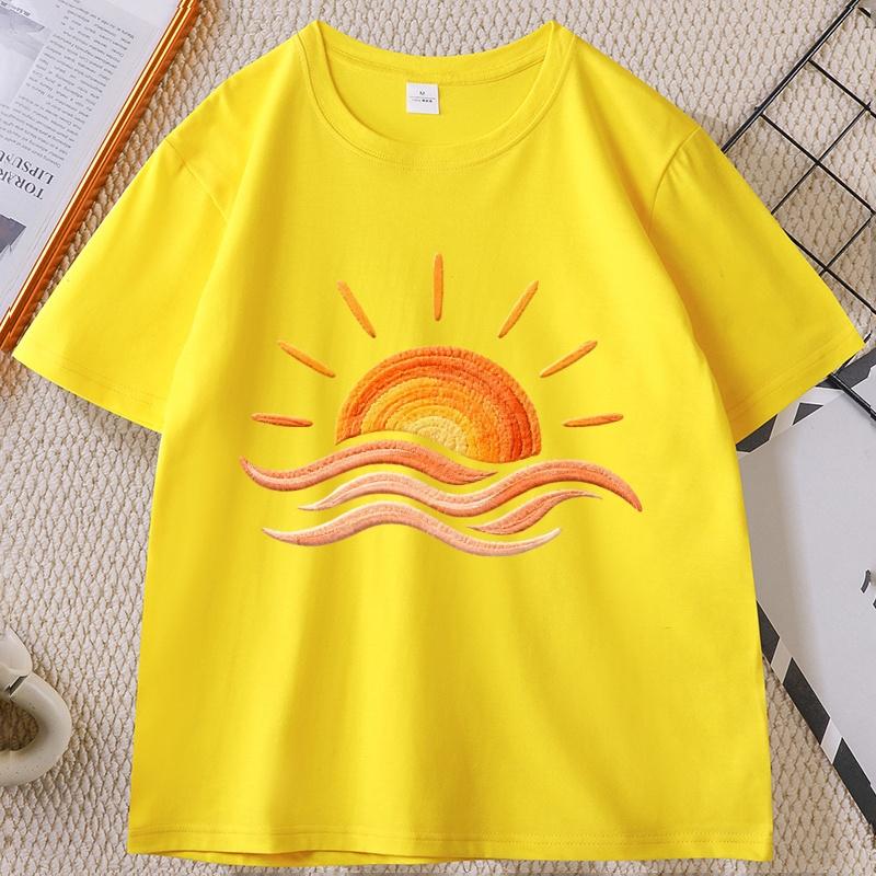 Sunset Beach T Shirt Coastal Summer TShirt Beach Vacation Tee Graphic Tee Print Short Sleeve Round Neck Tshirt Streetwear Top
