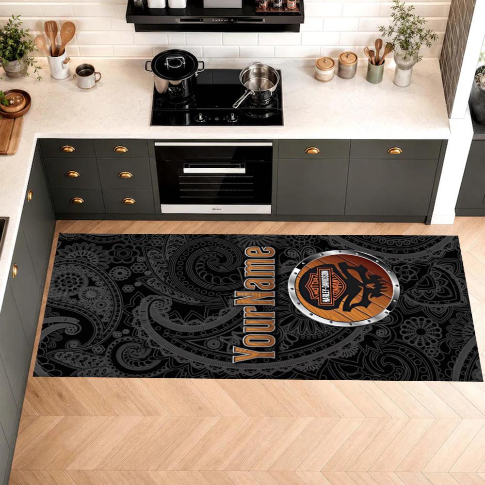 Harleydavidson Motorcycles Customize Your Name Kitchen Rug Runner Rug Laundry Mat Hallway Entryway The Best Gift Choice