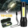 T6 COB Zoomable Light Lamp Torch with LED Flashlight 18650 USB Rechargeable Lamp