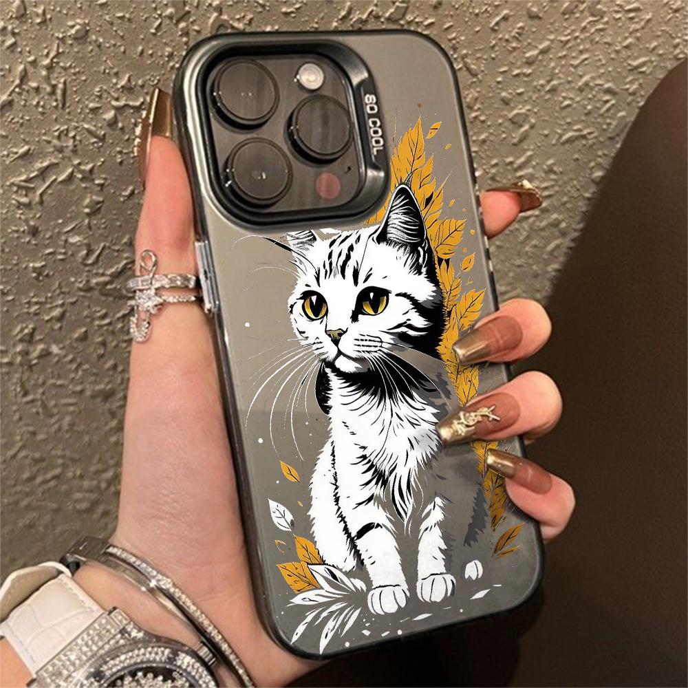 Милый Чехол-Картина Кошка Подобная Рыбе Для Samsung Galaxy S25 S24 S23 S22 S21 S20 Ultra Plus FE A25 A35 A55 5G Матовый Лазерный Чехол