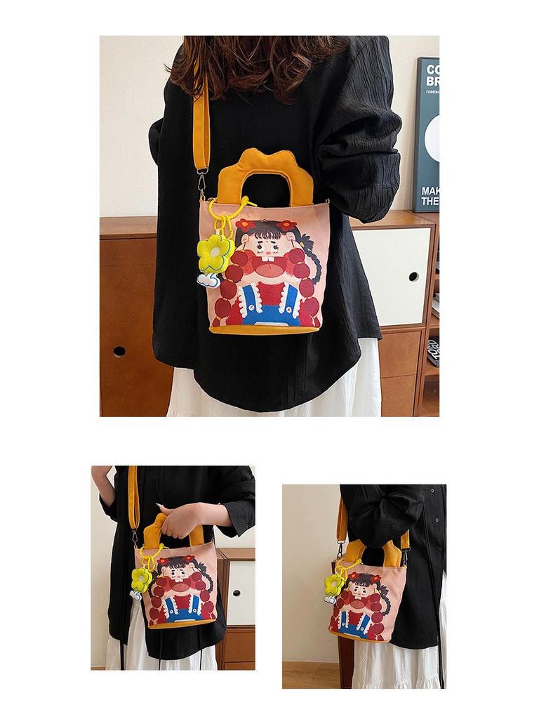 2025 Трансграничная мультяшная сумка-граффити: Нишевый дизайн Сумка-ведро на плечо и через плечо женская