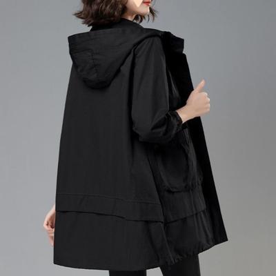 Женская свободная одежда средней длины на весну и осень, корейская ветровка, большая накидка, куртка с капюшоном, женский тренчкот