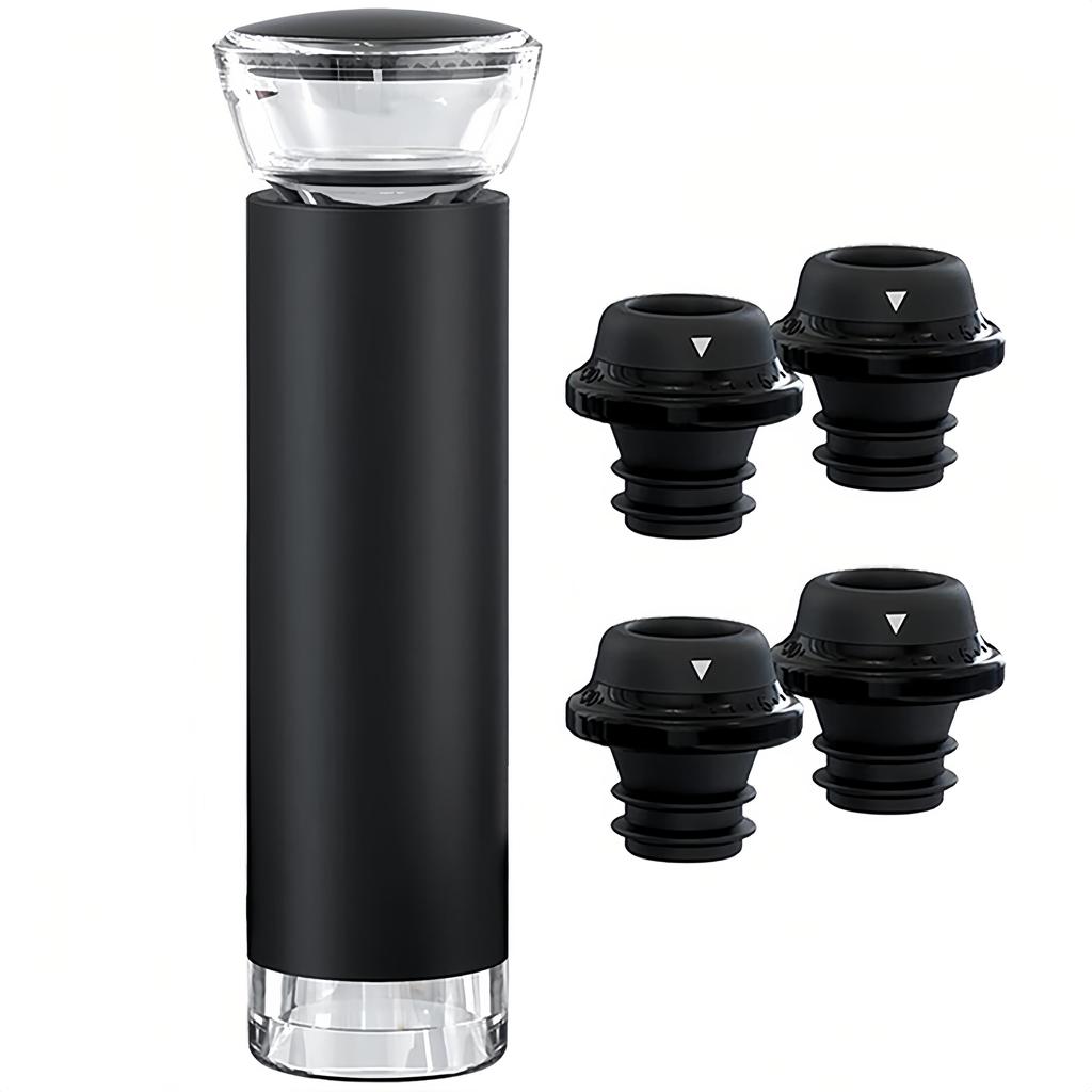 Вакуумный насос для вина с пробкой для бутылок, силиконовая пробка для вакуумного уплотнения, вакуумный упаковщик Wine Saver Preserver, черный