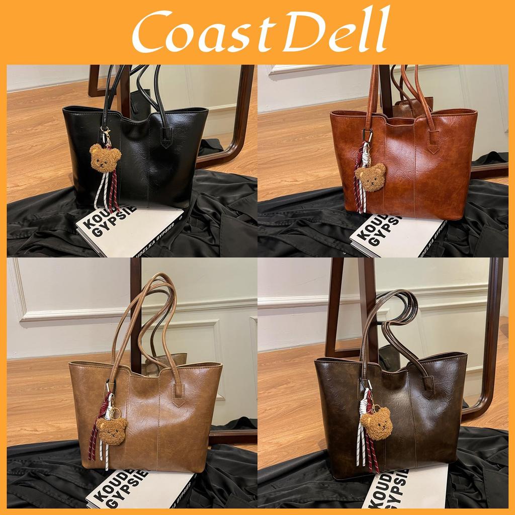 Casual Pu Tote Bag With Top Zipper And Inner Phone Pocket For Women