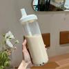 500/850 мл Бутылки для воды большой емкости Молоко Сок Стеклянная чашка с крышкой Соломинка Чашки для кофе и напитков для чая с пузырьками Прозрачные