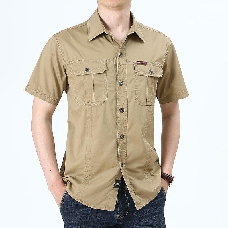 Summer Men Short Sleeve Shirt Streetwear Fashion Lapel Business Plaid Casual Tops Plus Size