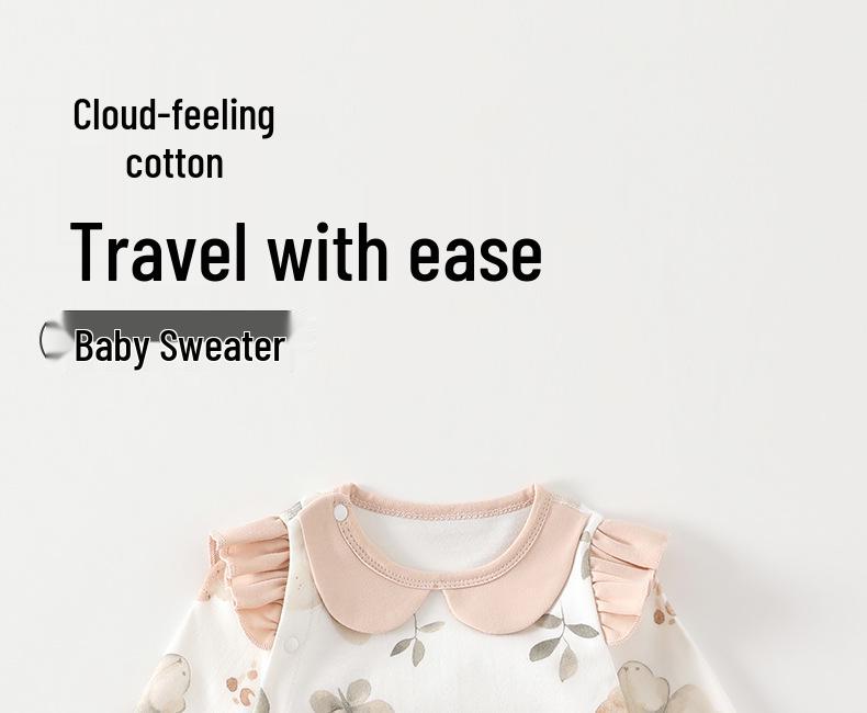 Осенний боди-платье принцессы с длинным рукавом для девочек - Хлопковый комбинезон для новорожденных, ползания