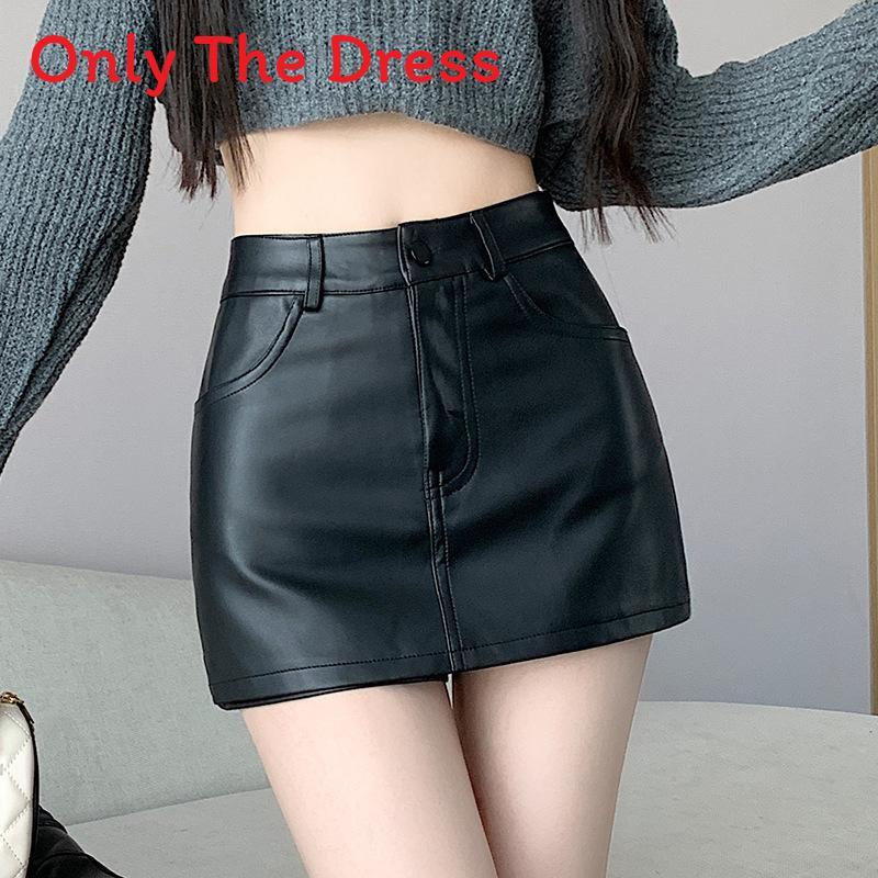 Streetwear Pu Mini Skirt With Zipper For Trendy Girls Spring