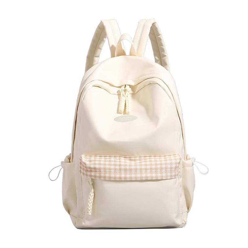 Solid Color High-value Backpack Women's 2025 Summer New Large-capacity Korean Versatile Junior High School Student Schoolbag