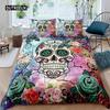 Sugar Skull Comforter Cover Set Teen Girl Bedding Set,Sugar Skull Decor Bedding Skull Roses Floral Print Duvet Cover Set