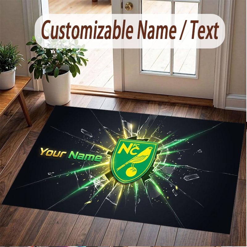 Custom Rug Norwich City Pattern Print Name Text Soft Non‑Slip Floor Carpet for Home Indoor Decoration