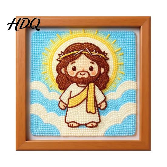 Beginner Faux Pearl Art Set Jesus Painting Kit DIY Handmade Rhinestone Faith-themed